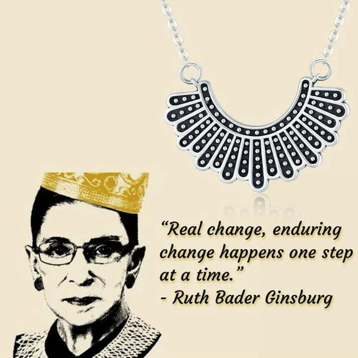 925 sterling silver necklace with lace detailing, inspired by Ruth Bader Ginsburg's iconic 'dissenting collar'