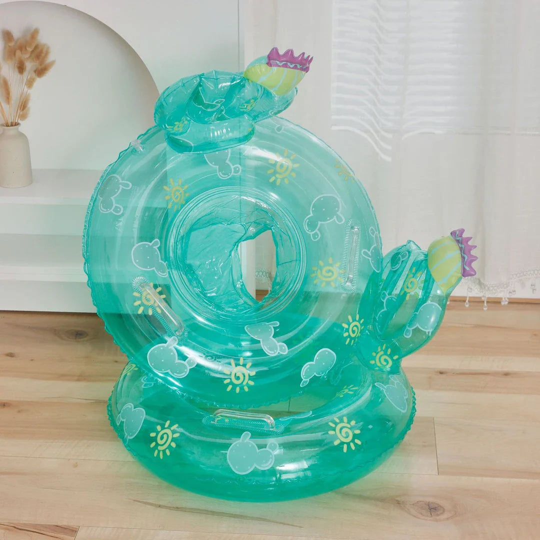 Vibrant inflatable baby swim ring with double handles and anti-leakage design for safe and enjoyable water play