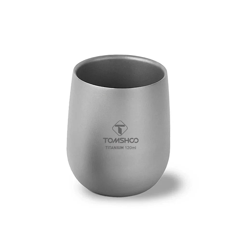 Robust and insulated titanium camping mug with double-wall design for maintaining optimal temperature of hot and cold beverages during outdoor activities