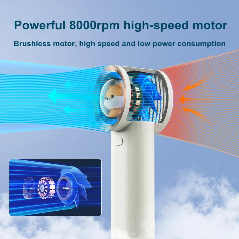 Charming Squirrel Mini Pocket Fan with Handheld and Stand Functions, 3 Wind Speeds, and Long-Lasting Battery Life