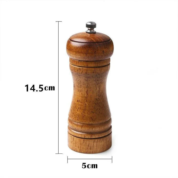 Premium eco-friendly wooden spice grinder with stainless steel accents, designed for consistent spice grinding and sustainable kitchen use.
