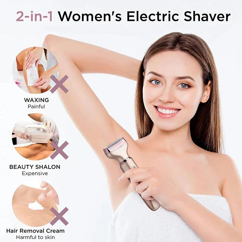 Professional 2-in-1 Electric Epilator and Razor for Women with Hypoallergenic Blades and Wet/Dry Versatility