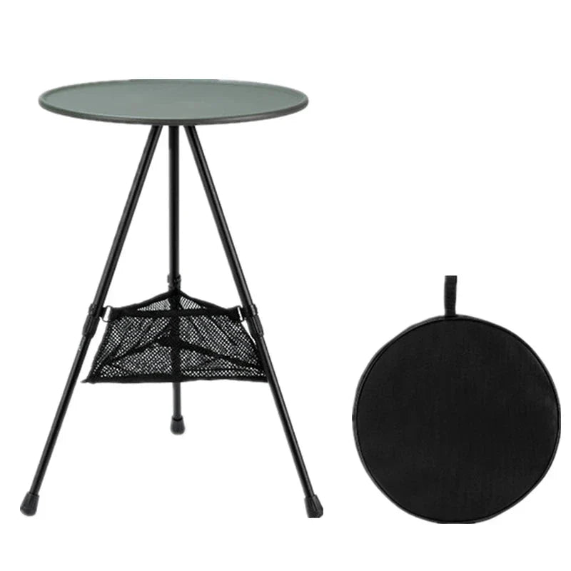 Adjustable Ultralight Portable Camping Round Table with Light Stand - Premium and Durable Outdoor Furniture for Camping, Picnics, and More