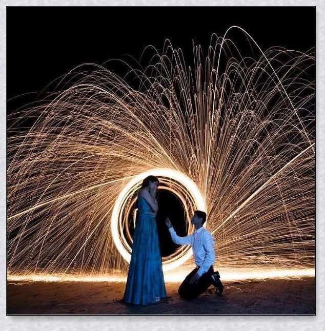 Spectacular Steel Wool Photography Kit with steel wool, whisk, and flexible wire for creating captivating light painting photography