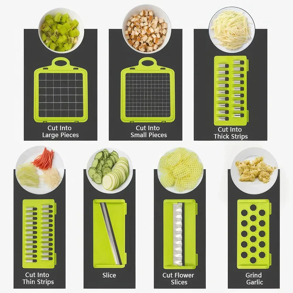 Trendha Multifunctional Vegetable Chopper with 14-in-1 functionality, durable construction, and easy cleanup