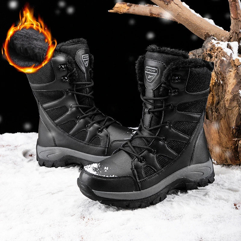 Rugged and insulated winter boots designed for the adventurous British man, featuring a durable, water-resistant outer shell and a flexible, supportive design.