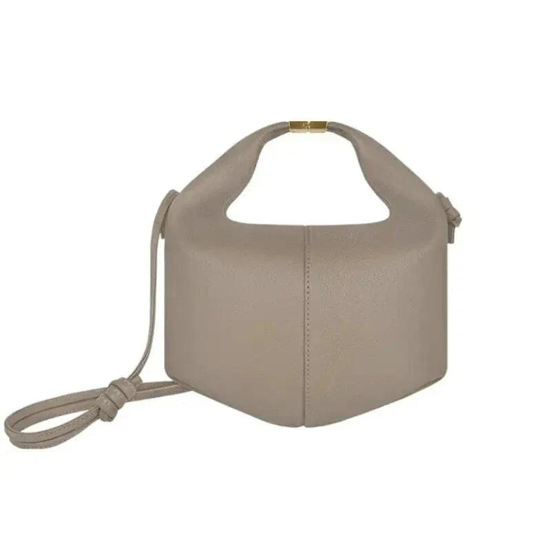 Elegant and Versatile Leather Dumpling-Shaped Tote Bag in White Colour