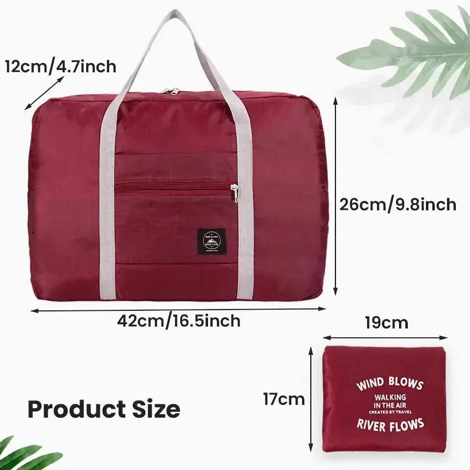 Premium foldable travel duffel bag in a solid colour design, with a large capacity and lightweight construction for women's travel needs.