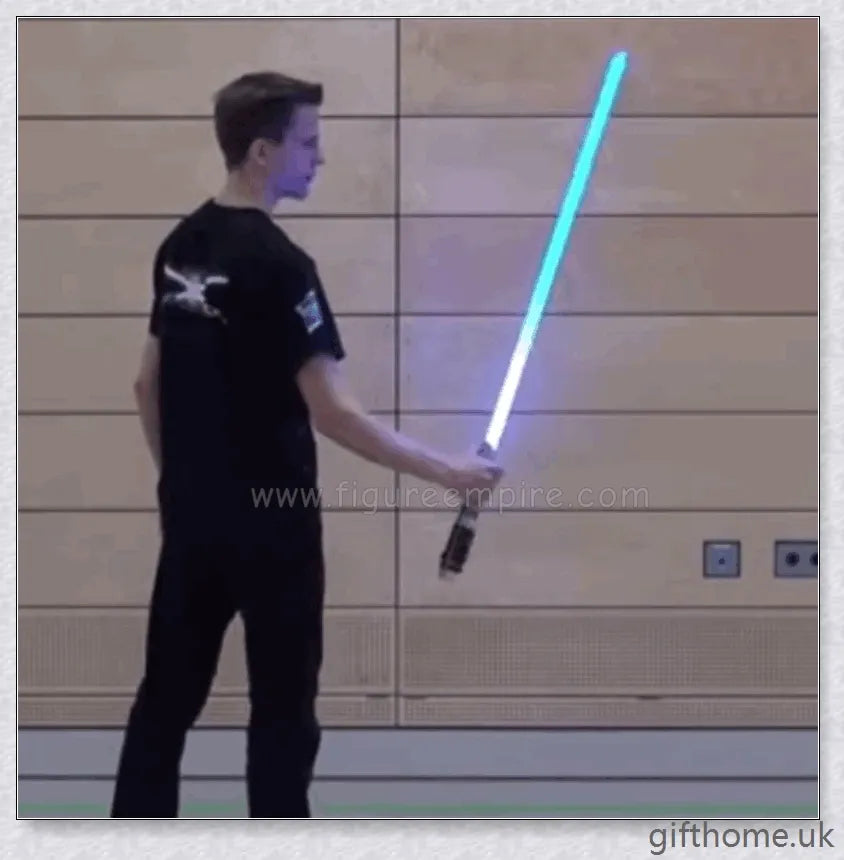 Premium dual-bladed lightsaber with sleek silver hilt, vibrant light modes, and sound effects for authentic Star Wars gameplay