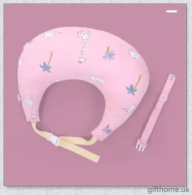 Premium breastfeeding nursing pillow with adjustable buckle, soft cotton fabric, and extra cushioning to support baby's head and prevent reflux.