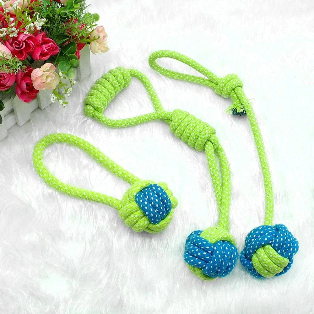 A 7-piece set of premium cotton rope toys for pets, featuring vibrant colours and varied shapes to stimulate your pet's senses