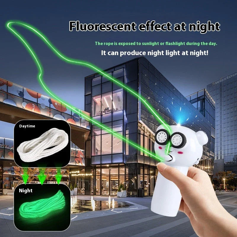 Illuminating rope-driven electric propeller cat toy in blue, with glowing rope and spinning propeller to captivate and entertain your feline companion.