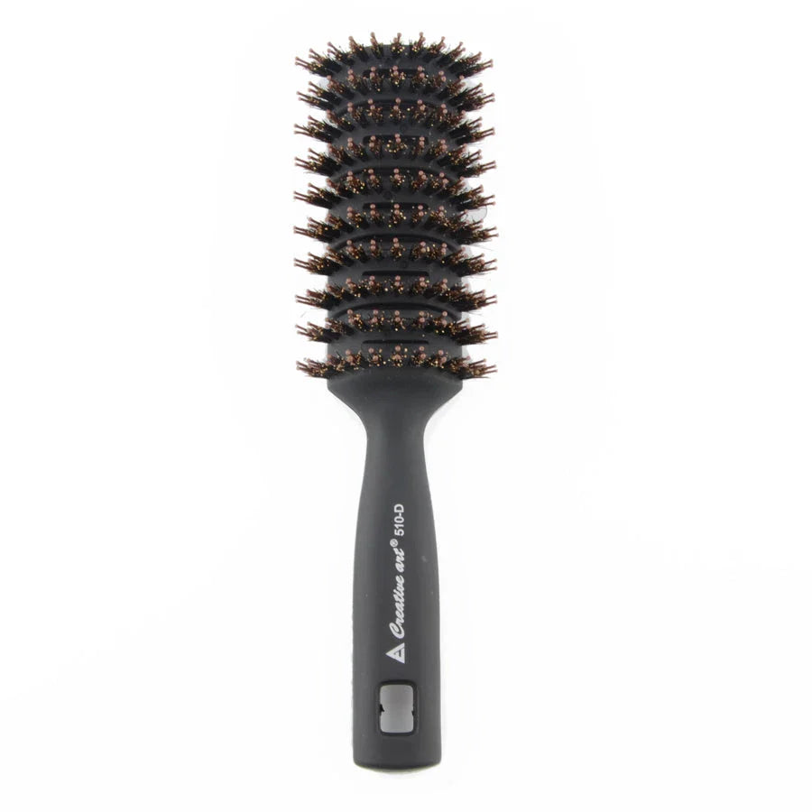 Premium black detangling hair brush with ergonomic long handle for smooth, tangle-free hair and healthy scalp