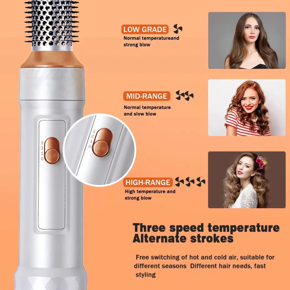 Versatile 5-in-1 Hot Air Hair Dryer Brush with Negative Ionic Technology and Detachable Attachments