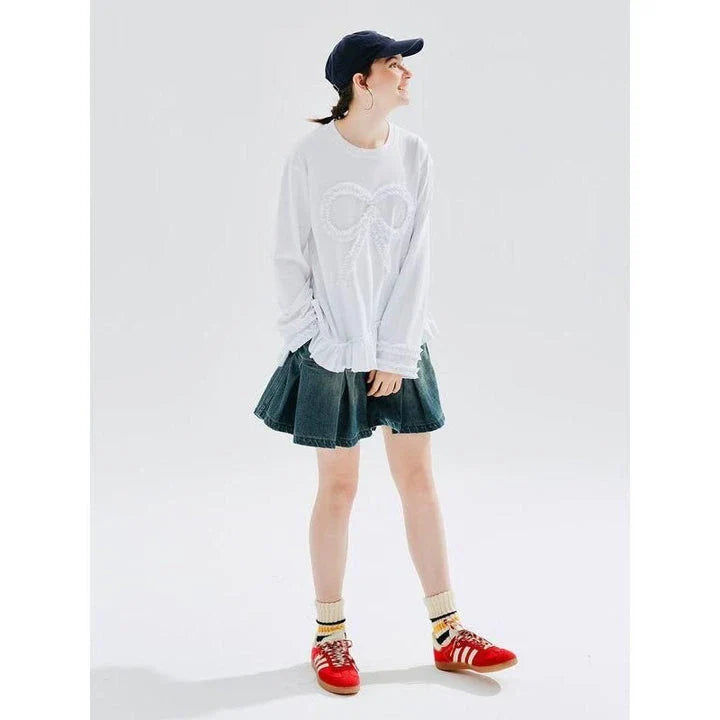 Stylish and comfortable denim A-line skirt with pockets, perfect for autumn and winter in the UK