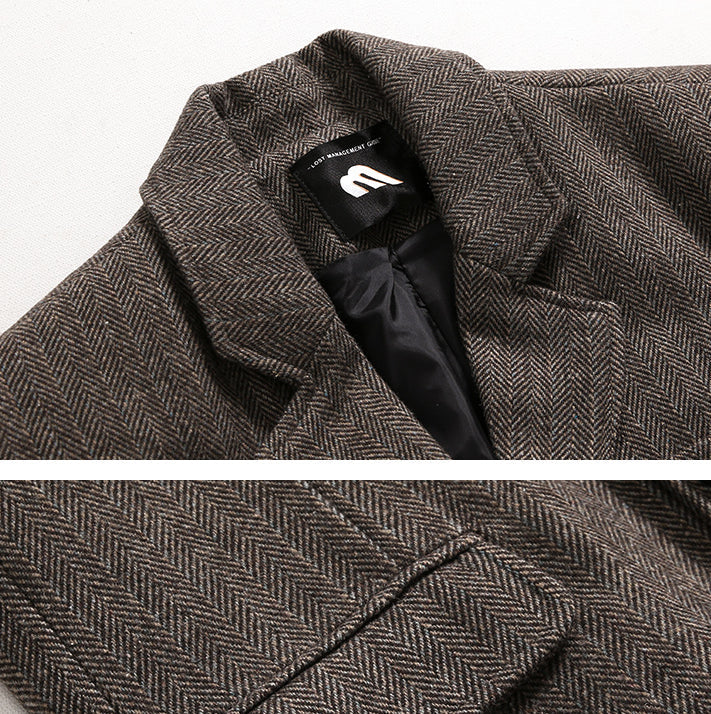 Stylish Korean-inspired relaxed fit premium small jacket in khaki colour with attention to detail