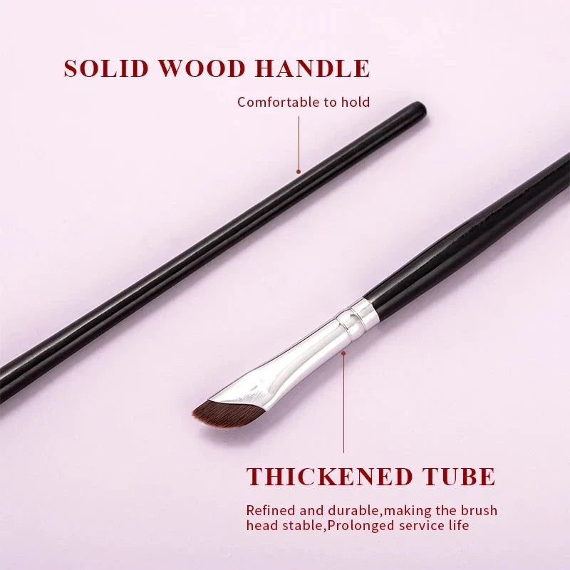 Premium 4-Piece Synthetic Eye Makeup Brush Set with Wooden Handles for Precise Application and Blending
