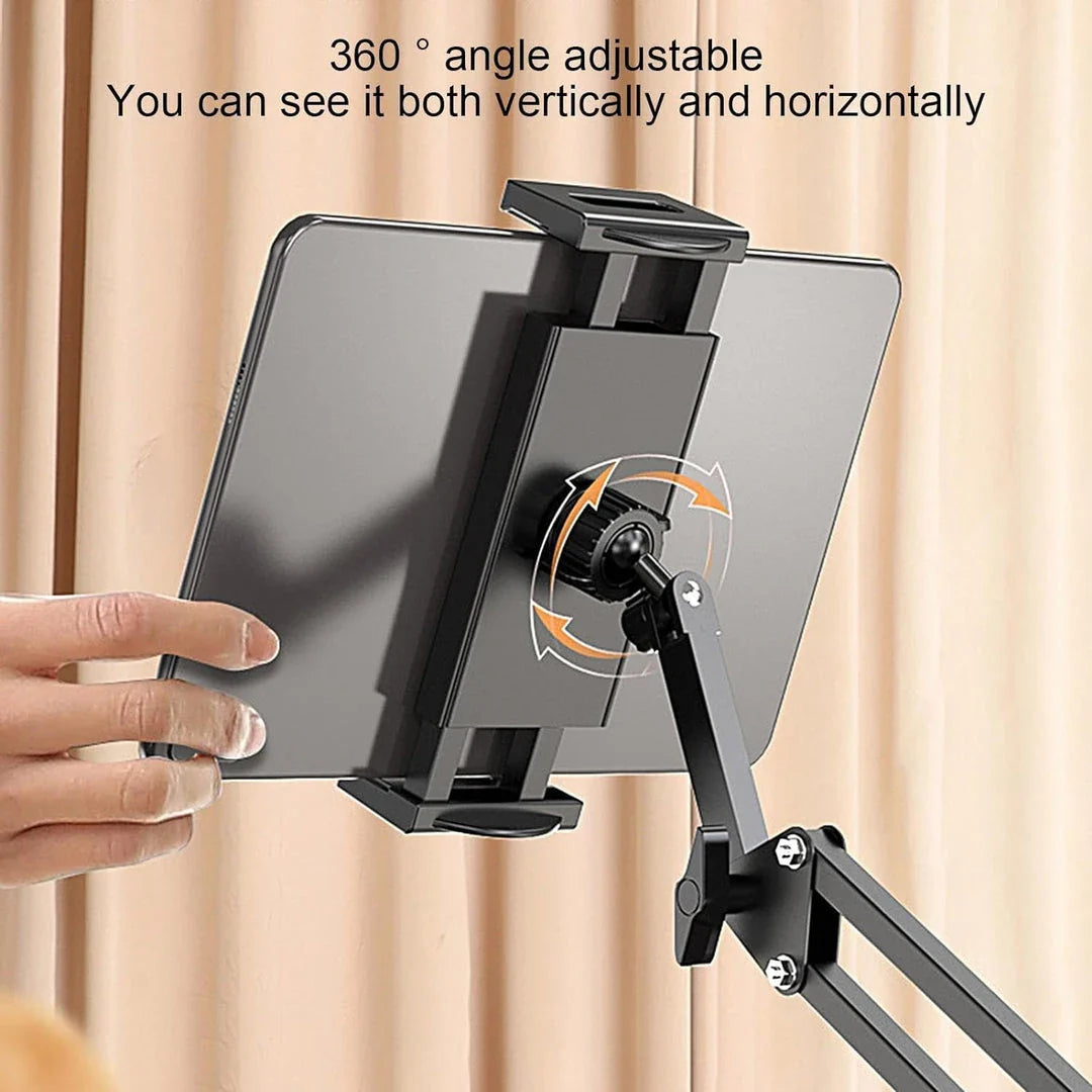 Adjustable 2-in-1 Retractable Phone and Tablet Mount with 360-Degree Rotation and Damage-Free Design