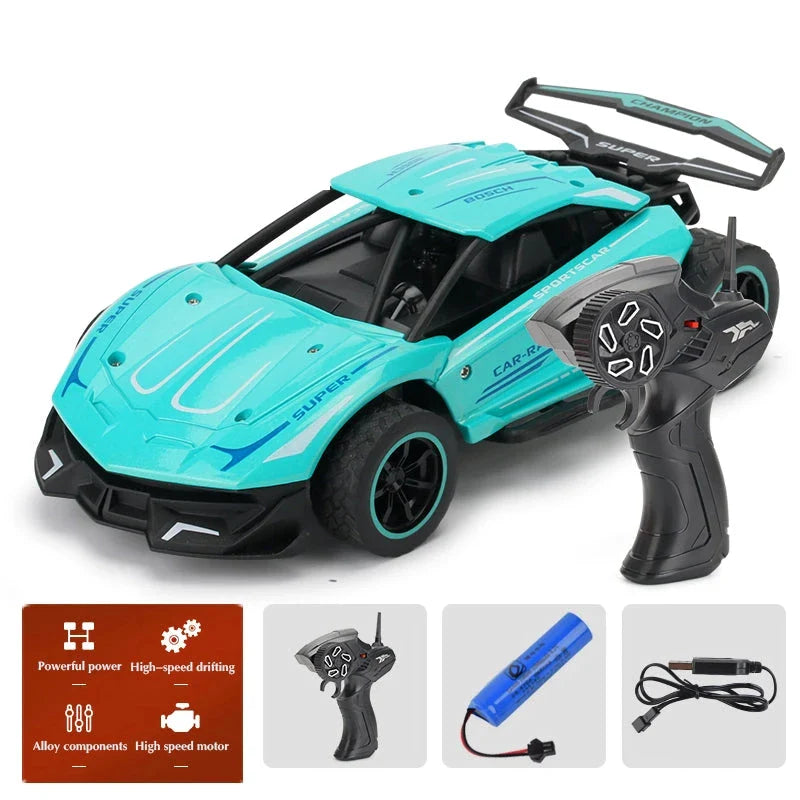 A 1:20 scale remote control car with a durable alloy and plastic body, designed for high-speed off-road adventures.