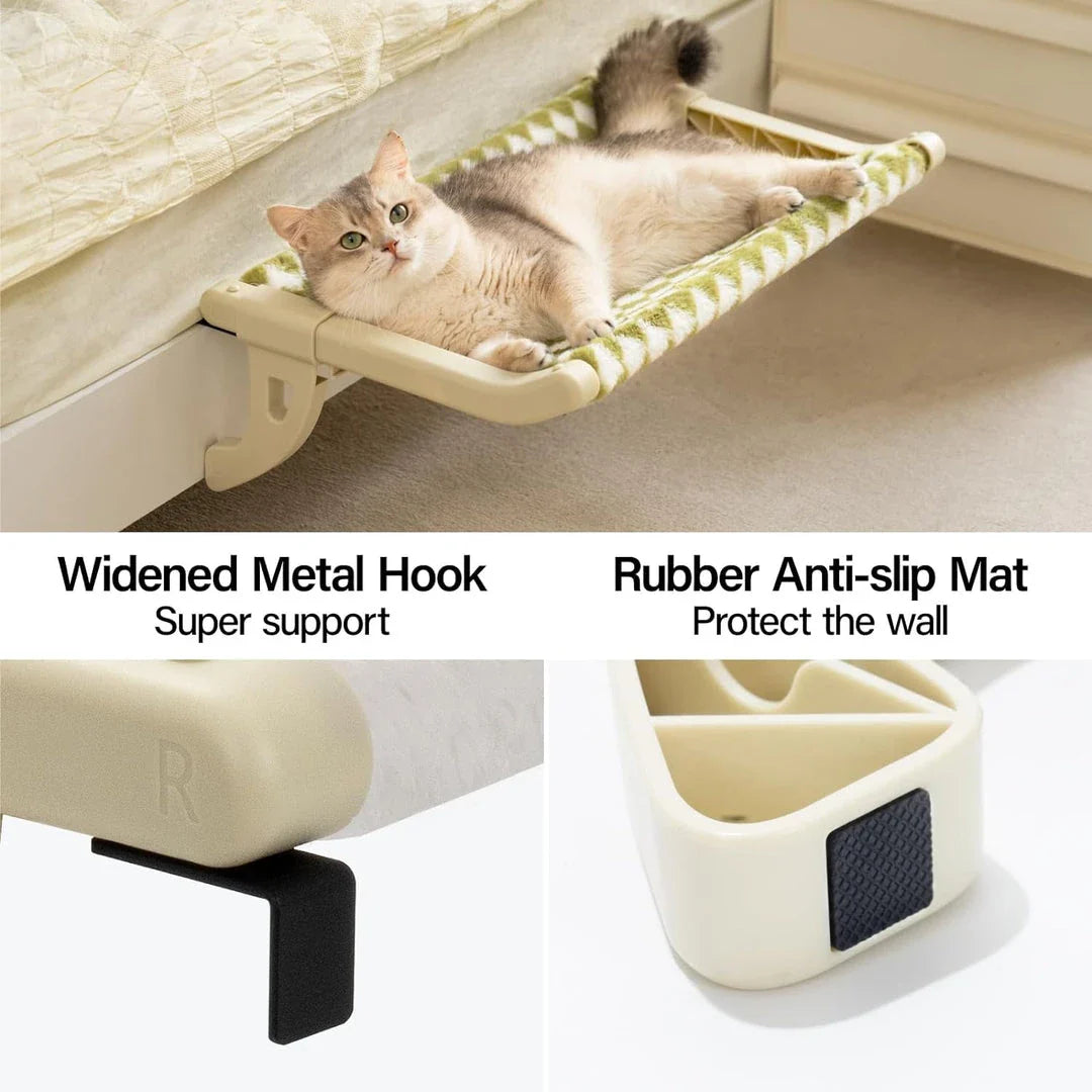 A stylish and durable cat hammock bed that attaches securely to any window, providing your feline friend with a cosy and elevated spot to relax.