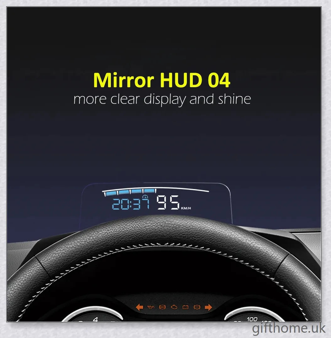 Premium windscreen-mounted car speed projector with bright, clear display reflecting on the windscreen
