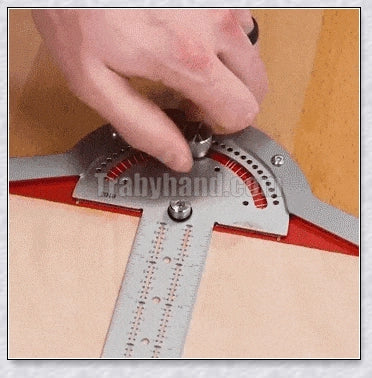 Precision Woodworkers Edge Ruler with adjustable angle, spring-loaded indexing system, and etched laser scale for accurate measurements in woodworking projects.