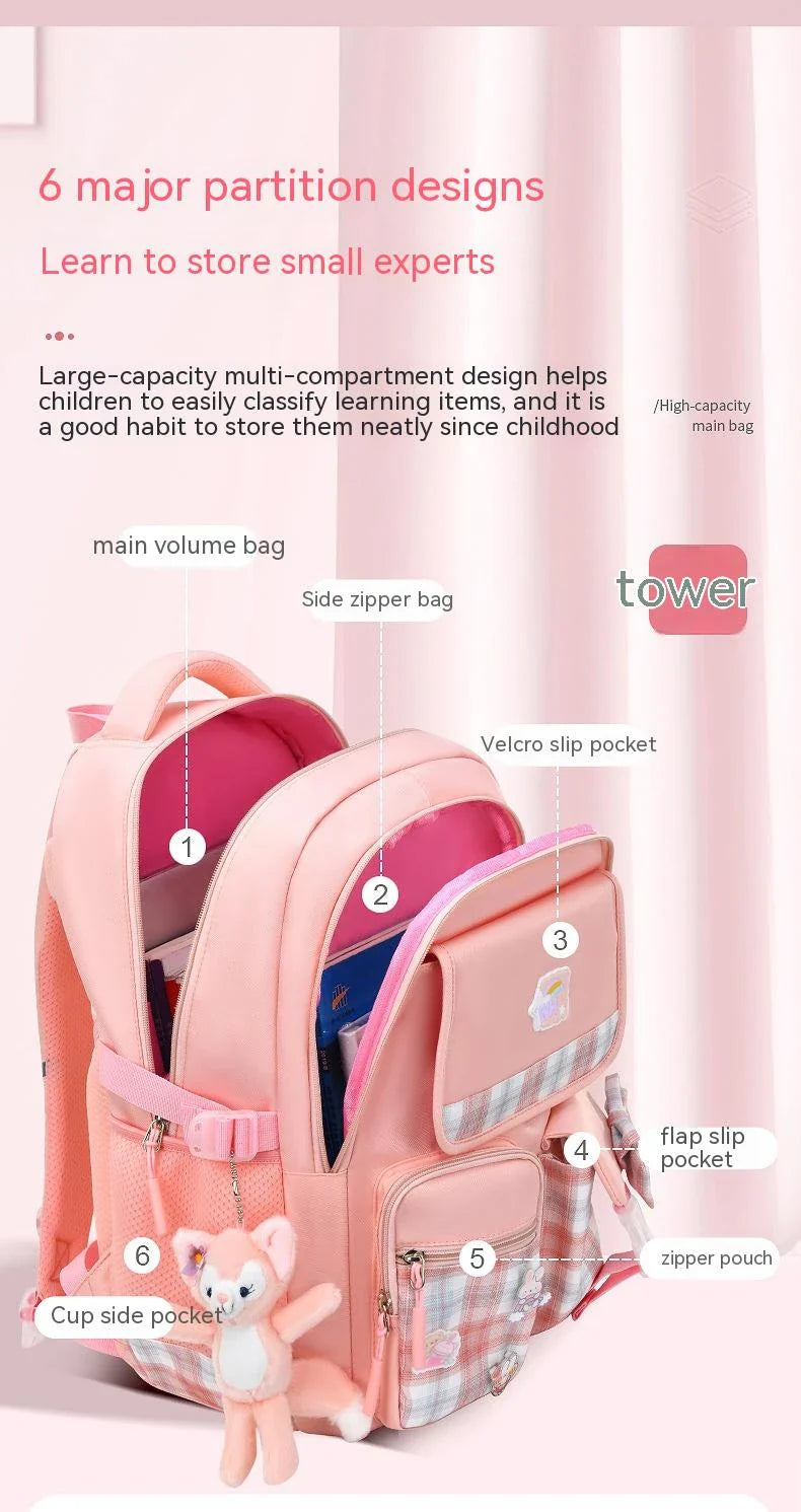 Charming children's backpack with cartoon design, ample capacity, and lightweight nylon construction