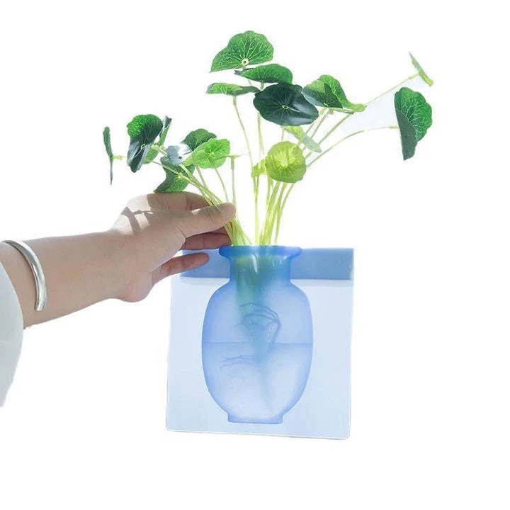Silicone suction cup wall vase in pink colour, perfect for decorating UK homes