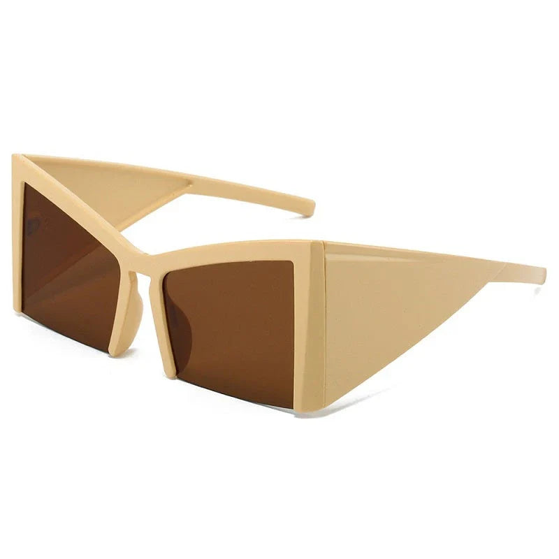 Irregular semi-rimless sunglasses with UV400 protection, offering a unique and stylish design for both men and women