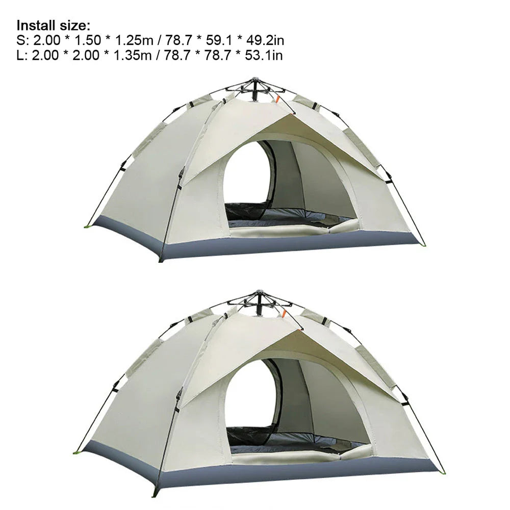 Quick and easy family camping tent with automatic setup and weatherproof design