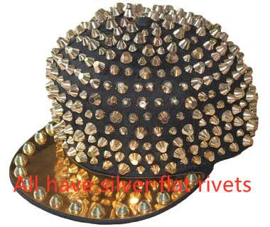 Punk-inspired street hat with pointed metal rivets in various colour combinations, featuring an adjustable and breathable design for versatile wear