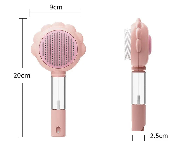 Premium 2-in-1 Self-Cleaning Pet Grooming Brush and Comb with curved comb teeth and ergonomic, non-slip handle for efficient and gentle grooming