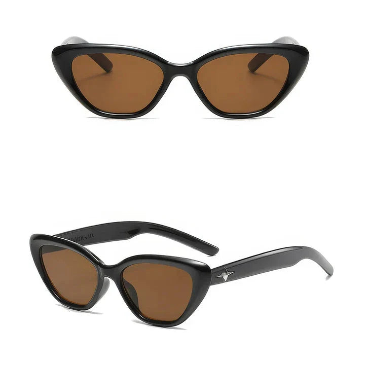 Classic cat-eye sunglasses with rice nail detail, offering UV protection and gradient lenses for a timeless, sophisticated look.