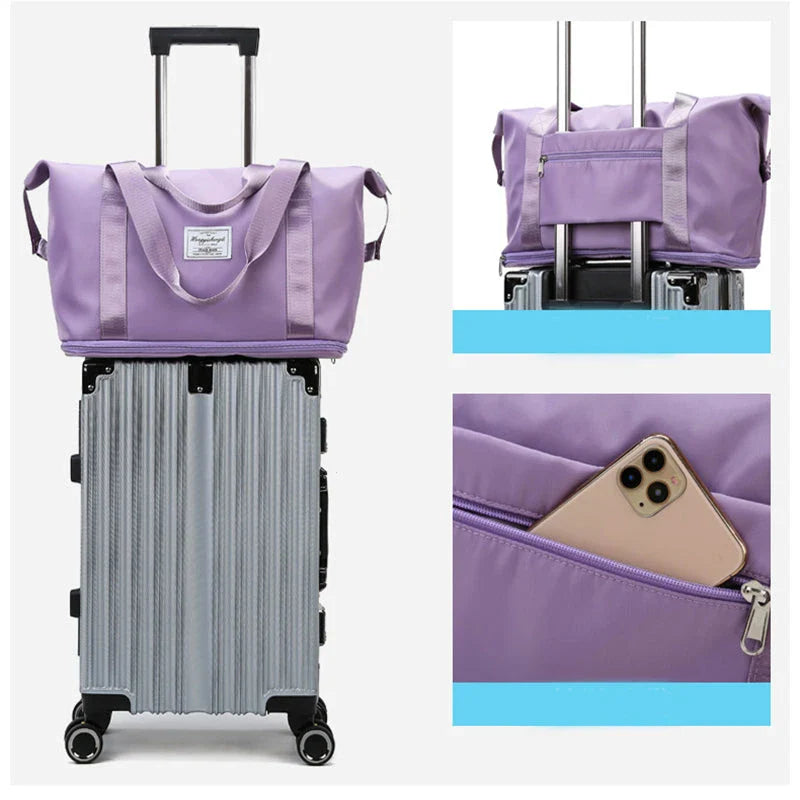Large capacity travel bag with multiple pockets for fitness, gym, and outdoor activities