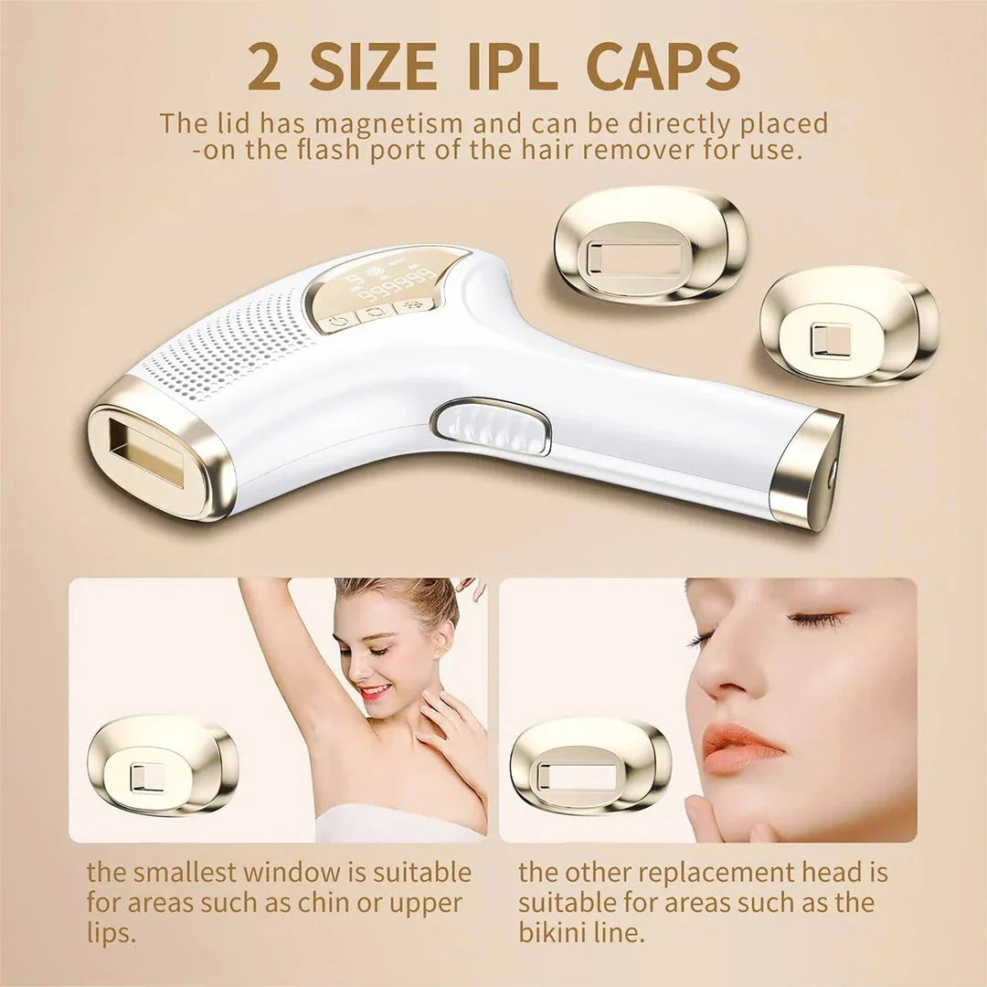 3-in-1 IPL Laser Hair Removal Device with ice-cooling feature for painless hair removal, skin rejuvenation, and acne treatment