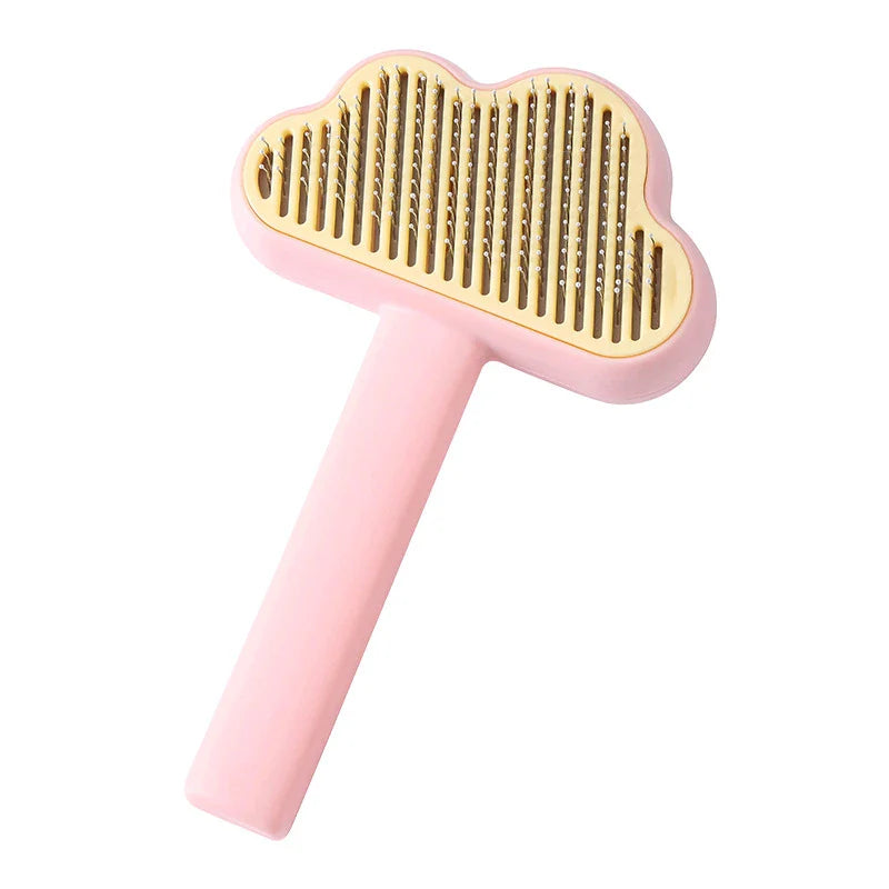 Premium self-cleaning pet comb in various colours, featuring a unique hair removal mechanism for effortless grooming