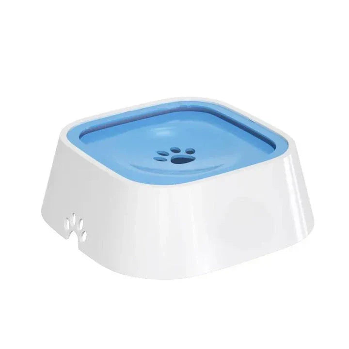 Trendha 1.5L Square Pet Water Bowl in blue colour, featuring a stylish design and raised edges to minimise water splashes