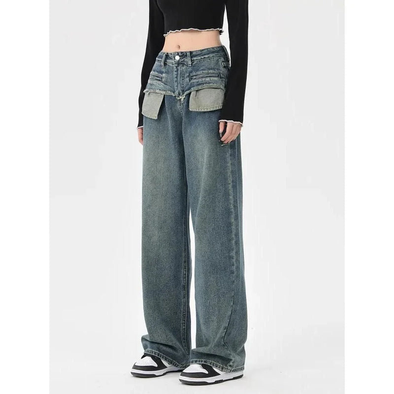 GiftHome UK Stylish Vintage-Inspired High-Rise Straight-Leg Women's Jeans