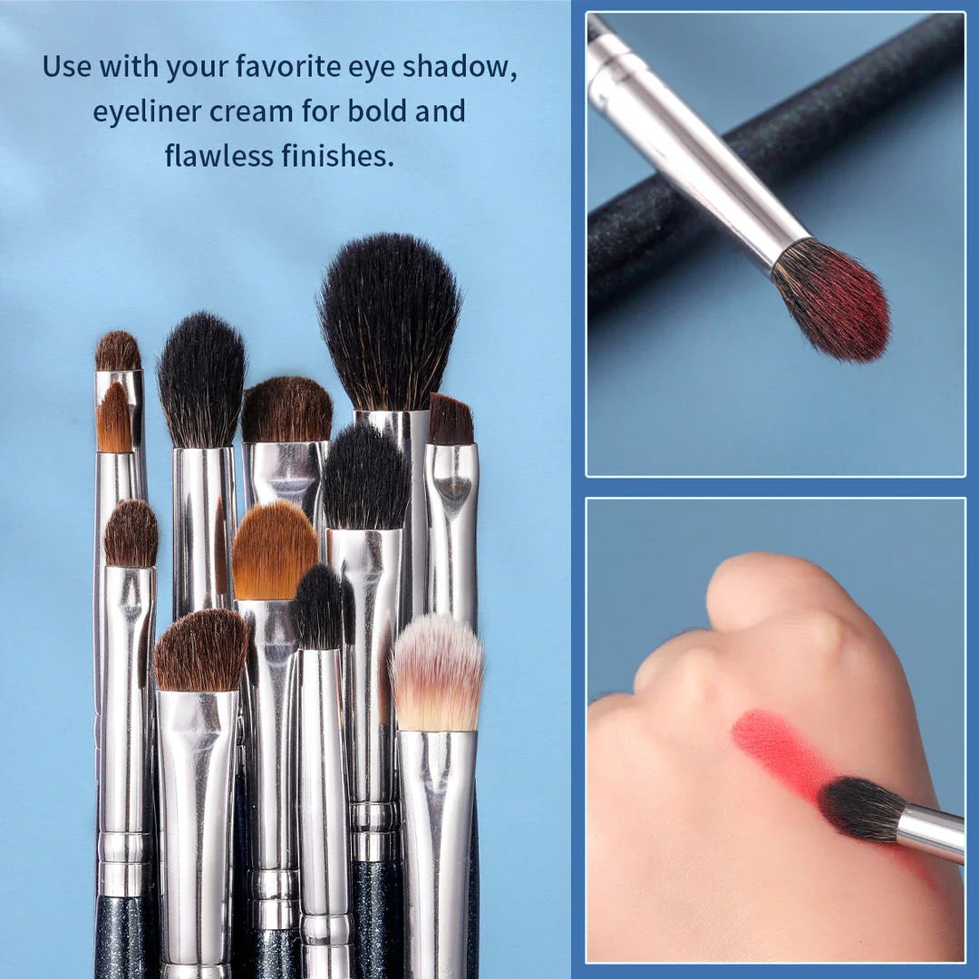 Premium 13-Piece Eye Makeup Brush Set with natural and synthetic bristles for flawless eye makeup application