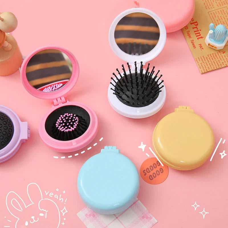 Compact folding hair comb with mirror, perfect for on-the-go touch-ups and styling for British customers
