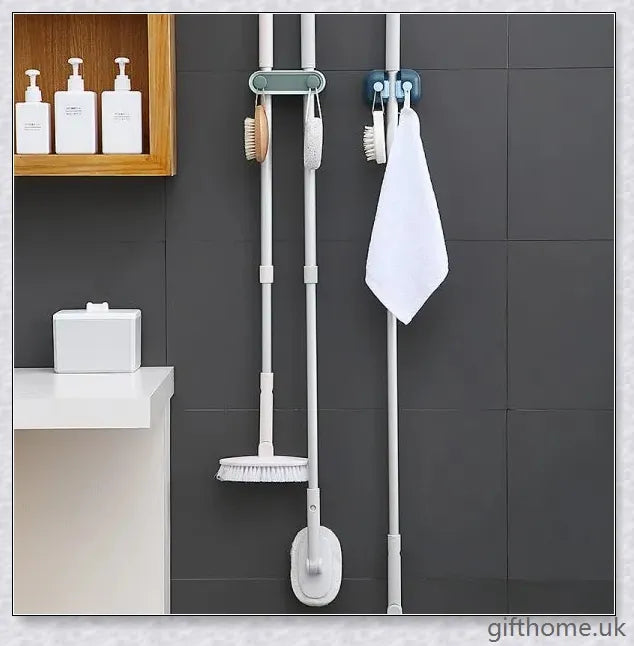Bathroom Mop Clip with Double Hooks in Nordic-inspired Colours for Storing Cleaning Tools