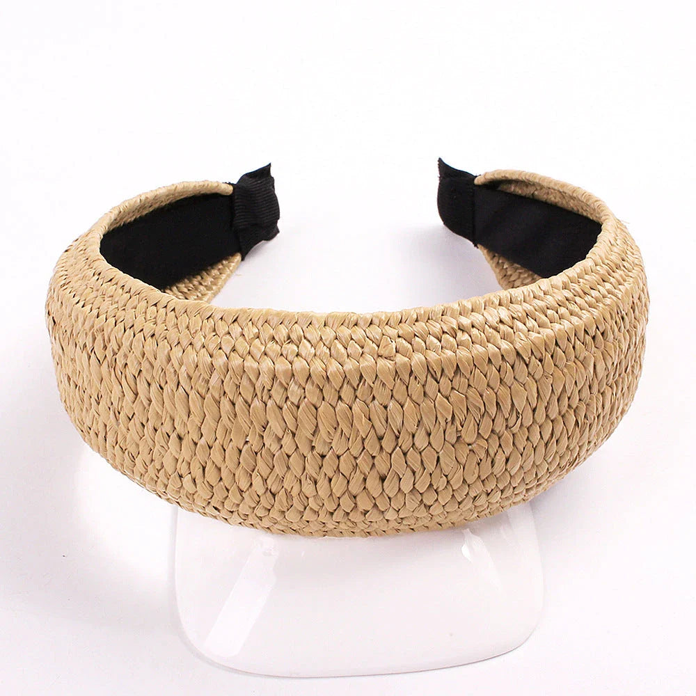 Fashionable solid colour knotted headbands for women, made from high-quality hemp and rubber materials for comfort and style.
