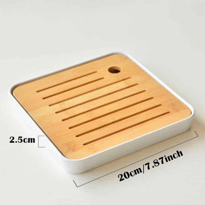 Premium bamboo tea tray saucer with sleek, elegant design for a sophisticated tea experience