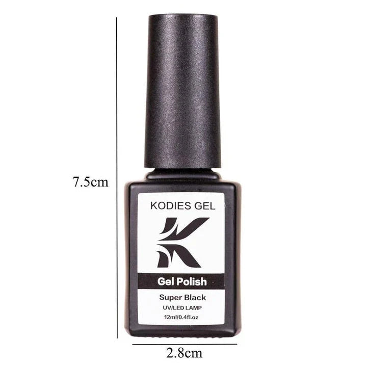 Super Black Gel Nail Polish with a deep, high-gloss finish that lasts up to 25 days