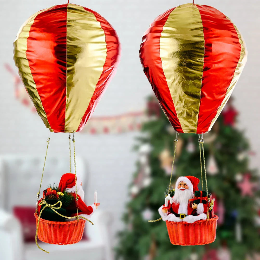 Premium handcrafted hot air balloon Christmas ceiling decoration with Santa Claus design