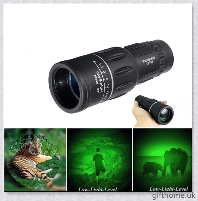 Premium 16X52 high-powered monocular with 52mm objective lens for long-range outdoor viewing and exploration