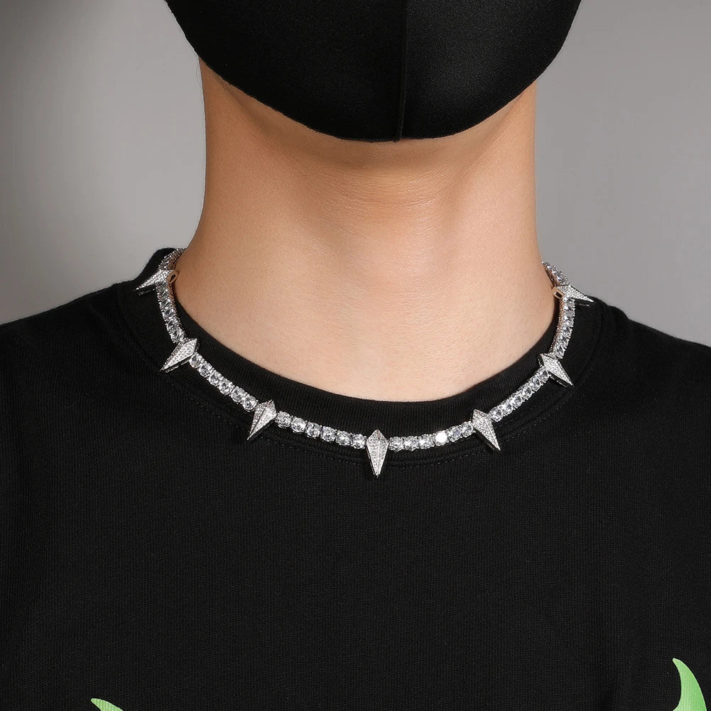 Premium men's copper necklace with zircon stones in a geometric design, available in various lengths and colours