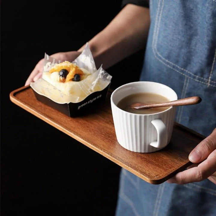 Acacia Wood Serving Tray with Elegant Natural Wood Grain Pattern and Rustic Charm