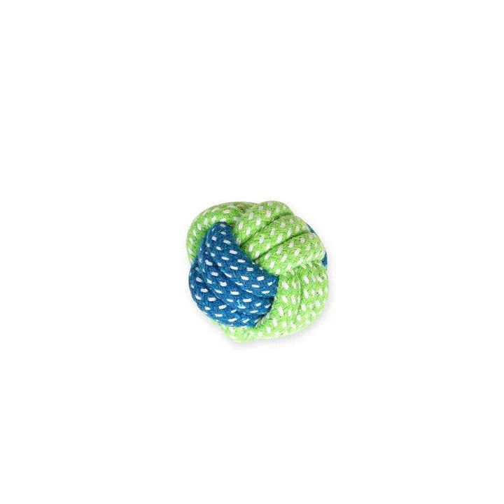 Robust cotton bone-shaped braided toy for dogs, designed to withstand chewing and promote dental health