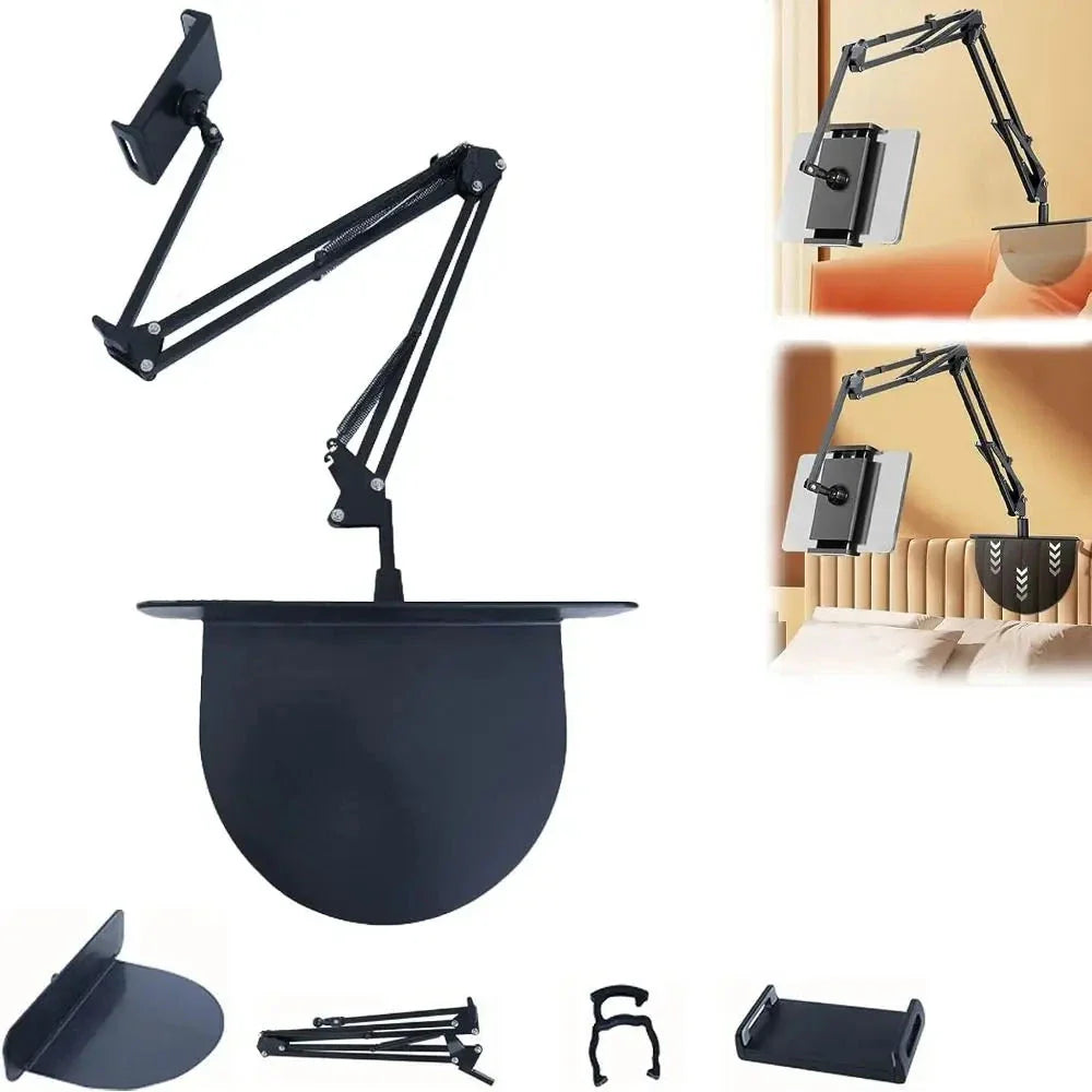 Adjustable 2-in-1 Retractable Phone and Tablet Mount with 360-Degree Rotation and Damage-Free Design